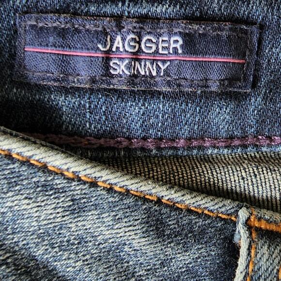 Vigoss Skinny Jeans Women 30X27 Jagger Striped Fray Hem High Rise Stretch Denim - Picture 10 of 14